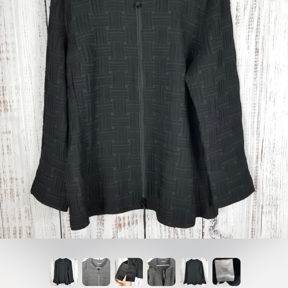 SAMUEL DONG Black Jacket ~ Full Front Zip ~ Basketweave Design ~ Size: XL ~ NWT